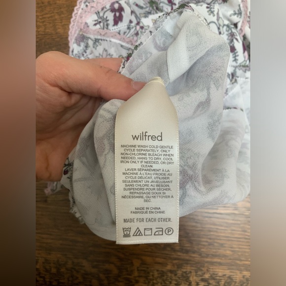 WILFRED ARITZIA Amyris Blouse White Mochi Pink Floral Peasant Boho Top SZ Small - Picture 10 of 13